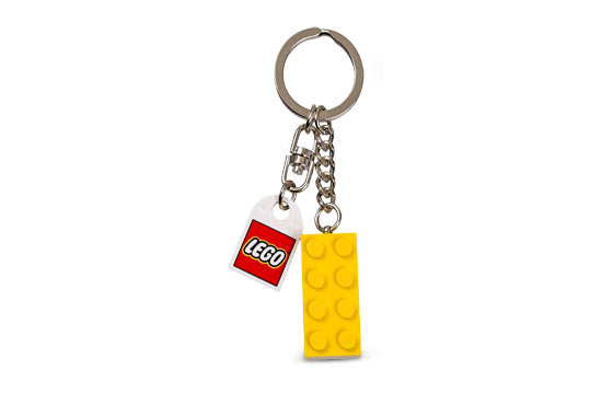 2 x 4 Brick - Yellow Key Chain with Lego Logo Tile, Modified 3 x 2 Curved with Hole (852095)