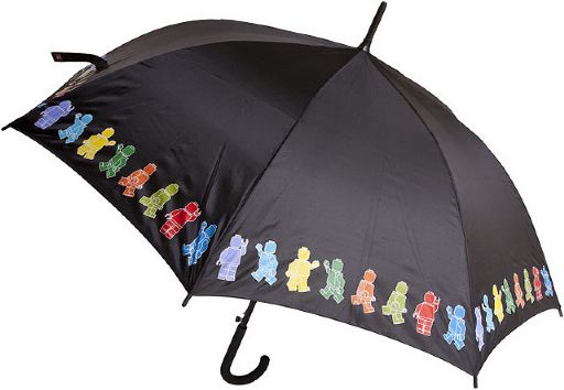 Umbrella, Black with Multicolored Minifigures Pattern (853136)