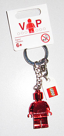 VIP Chrome Red Minifigure Key Chain with LEGO Logo Tile, Modified 3 x 2 Curved with Hole - White Label (853303)