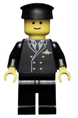 LEGO Airport - Pilot, Black Legs, Black Hat (air002)