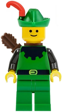 cas321 Forestman - Black, Green Hat, Red Feather, Quiver