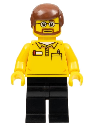 LEGO Store Employee, Black Legs, Beard and Glasses (CTY0578)