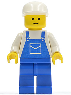 LEGO Overalls Blue with Pocket, Blue Legs, White Cap (ovr011)