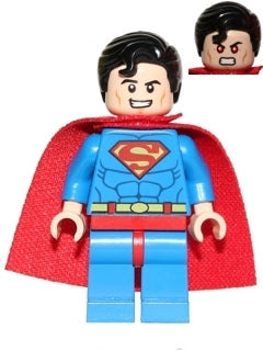 Superman - Blue Suit, Spongy Cape, Hair with Front Curl, Open Mouth / Red Eyes (SH0300)