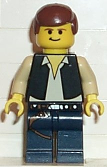 Han Solo - Yellow Head, Black Vest over Tan Shirt, Dark Blue Legs with Belts (sw0111)