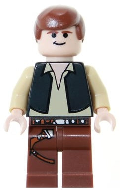 Han Solo - Black Vest over Tan Shirt, Reddish Brown Legs with Belts, Black Eyes (SW0179)