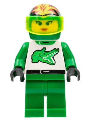 Race - Driver, Green Alligator, Helmet with Flames (TWN008)