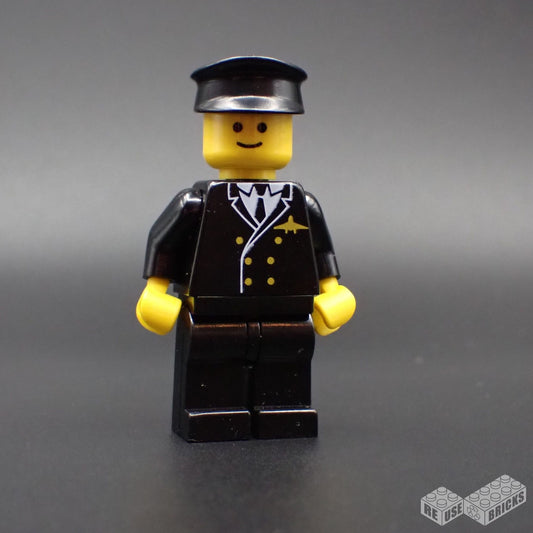 LEGO Airport - Pilot, Black Legs, Black Hat (air002)