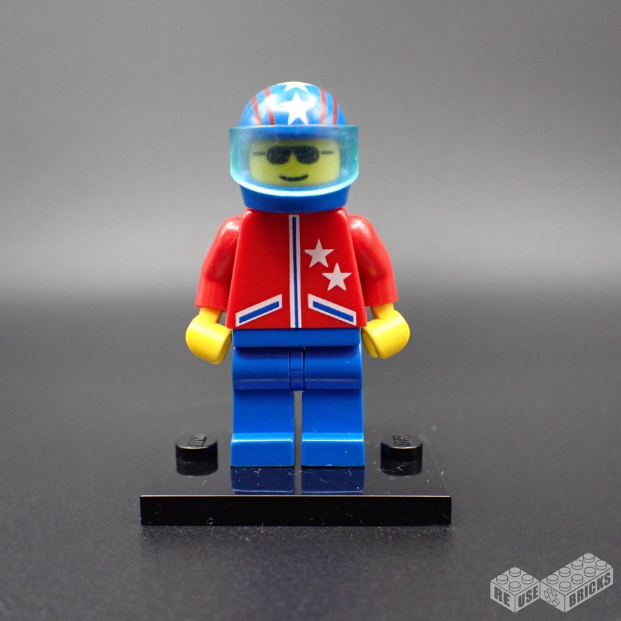 LEGO Jacket 2 Stars Red - Blue Legs, Blue Helmet 4 Stars & Stripes, Trans-Light Blue Visor (jstr005)