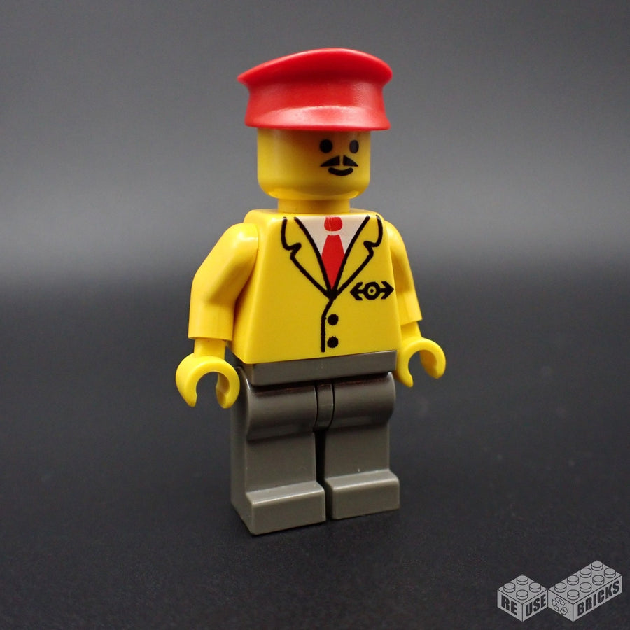 LEGO Railway Employee 5, Dark Gray Legs, Red Hat (trn061)