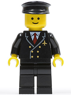 air024 Airport - Pilot with Red Tie and 6 Buttons, Black Legs, Black Hat, Standard Grin