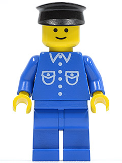 but028 Shirt with 6 Buttons - Blue, Blue Legs, Black Hat