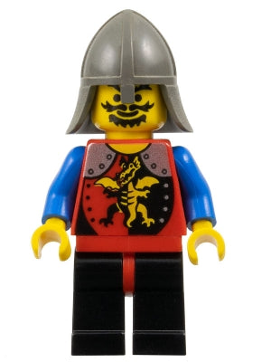 cas016 Dragon Knights - Knight 2, Black Legs with Red Hips, Dark Gray Neck-Protector