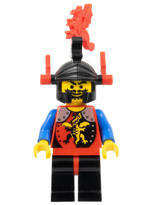 cas017a Dragon Knights - Knight 2, Black Legs with Red Hips, Black Dragon Helmet, Red Plumes