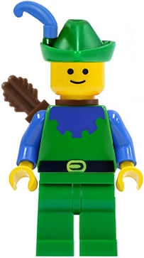 cas132a Forestman - Blue, Green Hat, Blue Feather, Quiver