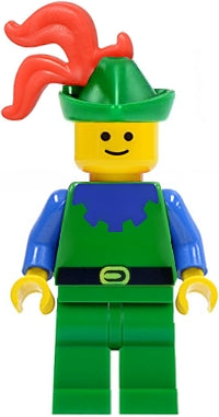 cas133 Forestman - Blue, Green Hat, Red 3-Feather Plume