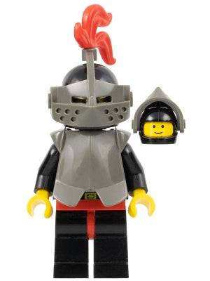 [CAS172] Breastplate - Armor over Black, Black Helmet, Dark Gray Visor, Red 3-Feather Plume