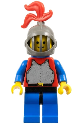 cas189a Breastplate - Red with Blue Arms, Blue Legs with Black Hips, Dark Gray Grille Helmet, Red Plume, Blue Plastic Cape