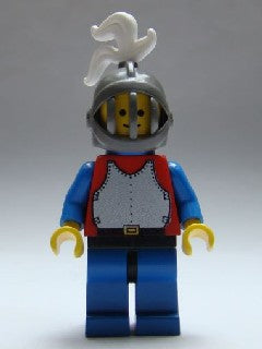 [CAS190] Breastplate - Red with Blue Arms, Blue Legs with Black Hips, Dark Gray Grille Helmet, White Plume, Blue Plastic Cape