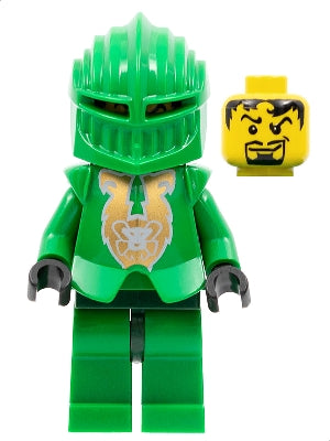 cas266 Knights Kingdom II - Rascus with Gold Pattern Armor, Plain Torso, Dark Green Hips and Helmet
