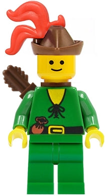 cas320 Forestman - Pouch, Brown Hat, Red 3-Feather Plume, Quiver