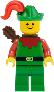 cas323 Forestman - Red, Green Hat, Red Plume, Quiver