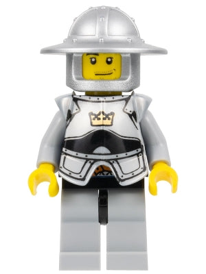 cas387 Fantasy Era - Crown Knight Scale Mail with Crown, Breastplate, Helmet with Broad Brim, Smirk and Stubble Beard