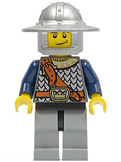 cas406 Fantasy Era - Crown Knight Scale Mail with Chest Strap, Helmet with Broad Brim, Crooked Smile