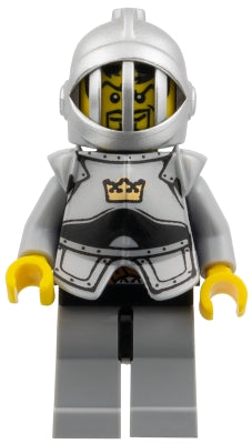 cas419 Fantasy Era - Crown Knight Scale Mail with Crown, Breastplate, Grille Helmet, Curly Eyebrows and Goatee
