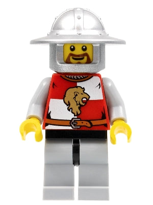 cas445 Kingdoms - Lion Knight Quarters, Helmet with Broad Brim, Brown Beard Rounded