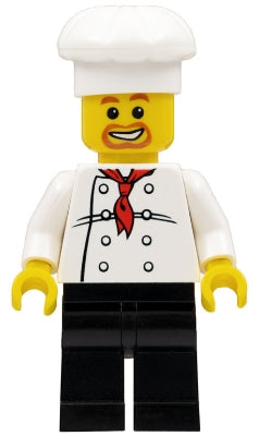 LEGO Chef - White Torso with 8 Buttons, Black Legs, Beard Around Mouth (chef018)
