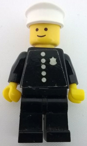 [COP014S] Police - Torso Sticker with 5 Buttons and Badge, Black Legs, White Hat