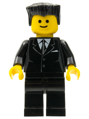 cty0038 Suit Black, Black Flat Top Hair, Standard Grin