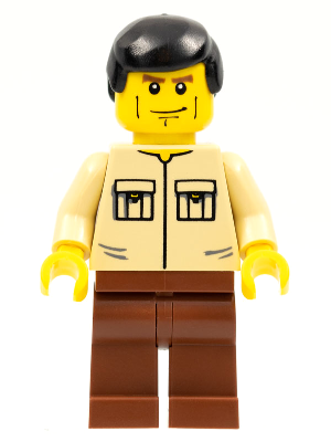 cty0112 Shirt with 2 Pockets No Collar, Reddish Brown Legs, Black Male Hair