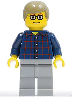 cty0270 Plaid Button Shirt, Light Bluish Gray Legs, Dark Tan Male Hair, Glasses