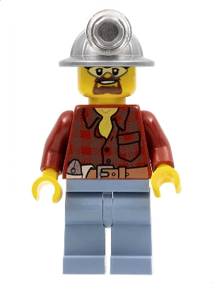 [CTY0309] Flannel Shirt with Pocket and Belt, Sand Blue Legs, Mining Helmet, Safety Goggles