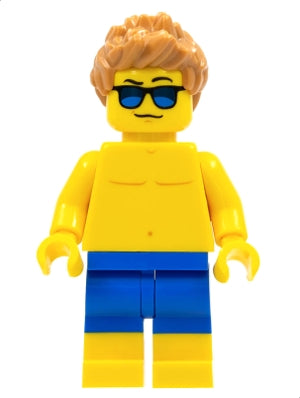 [CTY0760] Beachgoer - Blue Male Swim Trunks and Sunglasses