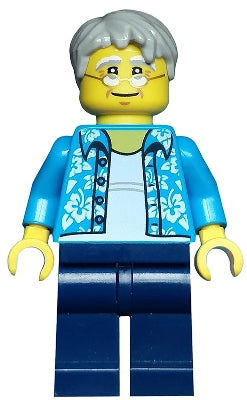 [CTY0762] Beachgoer - Gray Male Hair, Glasses and Hawaiian Shirt