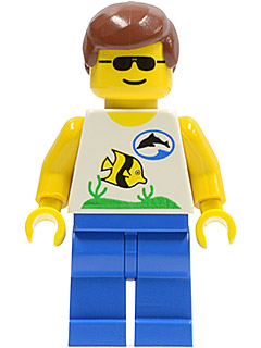 div004 Divers - Boatie, Fish and Dolphin Shirt, Brown Male Hair