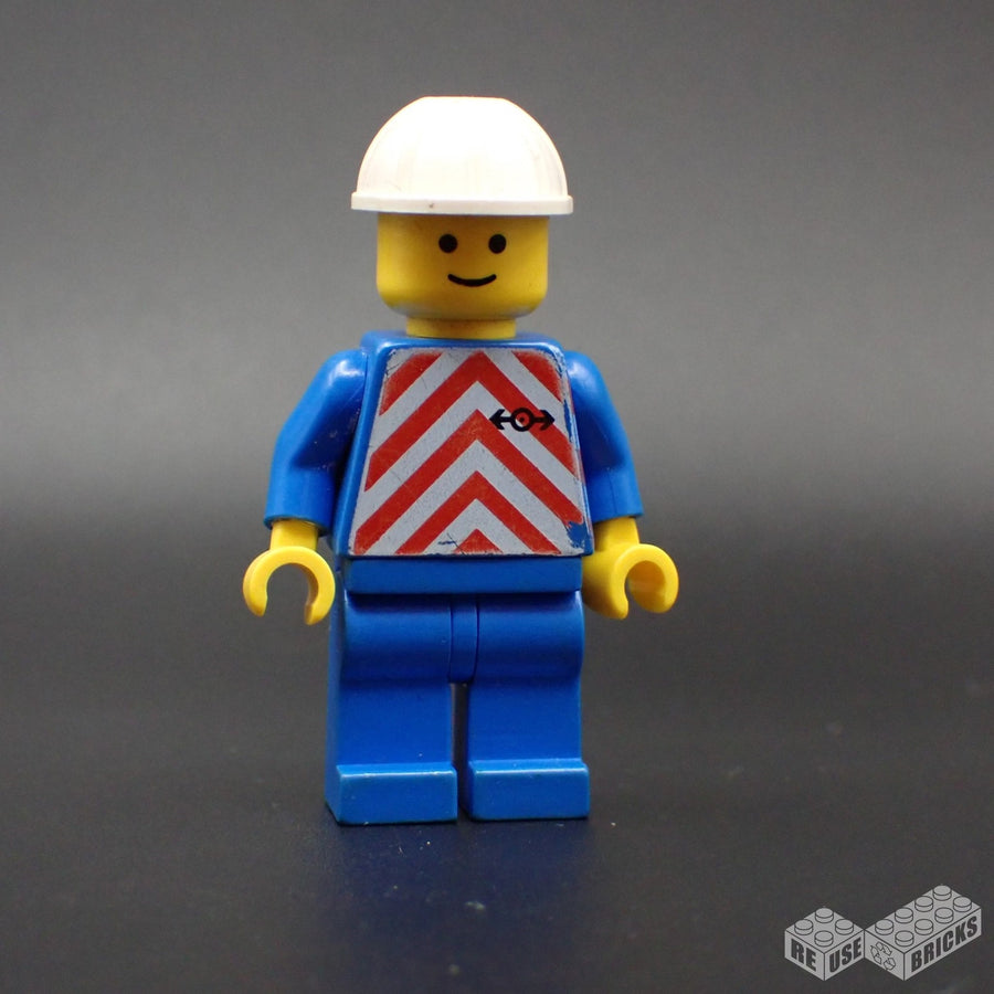 LEGO Red & White Stripes - Blue Legs, White Construction Helmet (trn051)