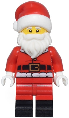hol362 Santa - Fur Lined Jacket with 2 Wrinkles on Back, Red Legs with Black Boots, Santa Hat with Molded Red Top