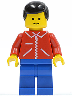 jred001 Jacket Red with Zipper - Red Arms - Blue Legs, Black Male Hair