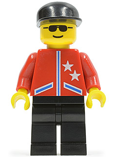 jstr004 Jacket 2 Stars Red - Black Legs, Black Cap