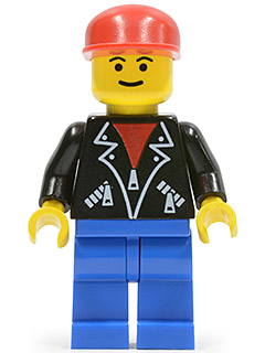 LEGO Leather Jacket with Zippers - Blue Legs, Red Cap, Eyebrows (lea006)