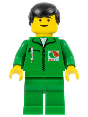 oct014 Octan - Green Jacket with Pen, Green Legs, Black Male Hair