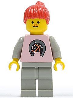 par015 Horse Logo - Light Gray Legs, Red Ponytail Hair