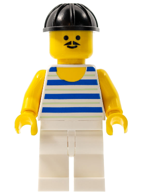 par026 Horizontal Blue and Light Green Stripes, White Legs, Black Construction Helmet