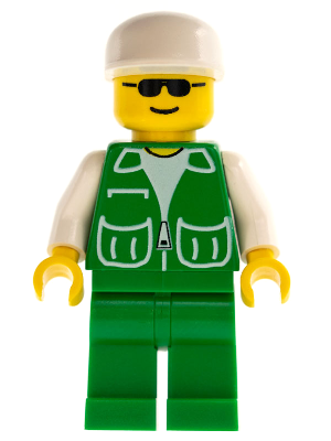 pck006 Jacket Green with 2 Large Pockets - Green Legs, White Cap