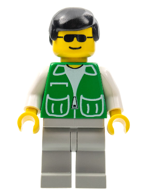 pck010 Jacket Green with 2 Large Pockets - Light Gray Legs, Black Male Hair