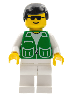 pck014 Jacket Green with 2 Large Pockets - White Legs, Black Male Hair